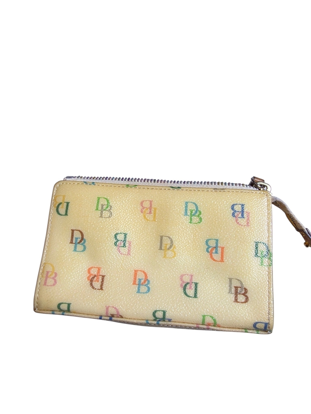 Vintage Dooney & Bourke Yellow Rainbow Monogram Pouch Wristlet Y2K - Picture 10 of 11